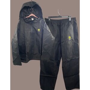 Tidewe Rain Suit Men's XXL Black Waterproof Breathable‎ Lightweight 2-Pieces